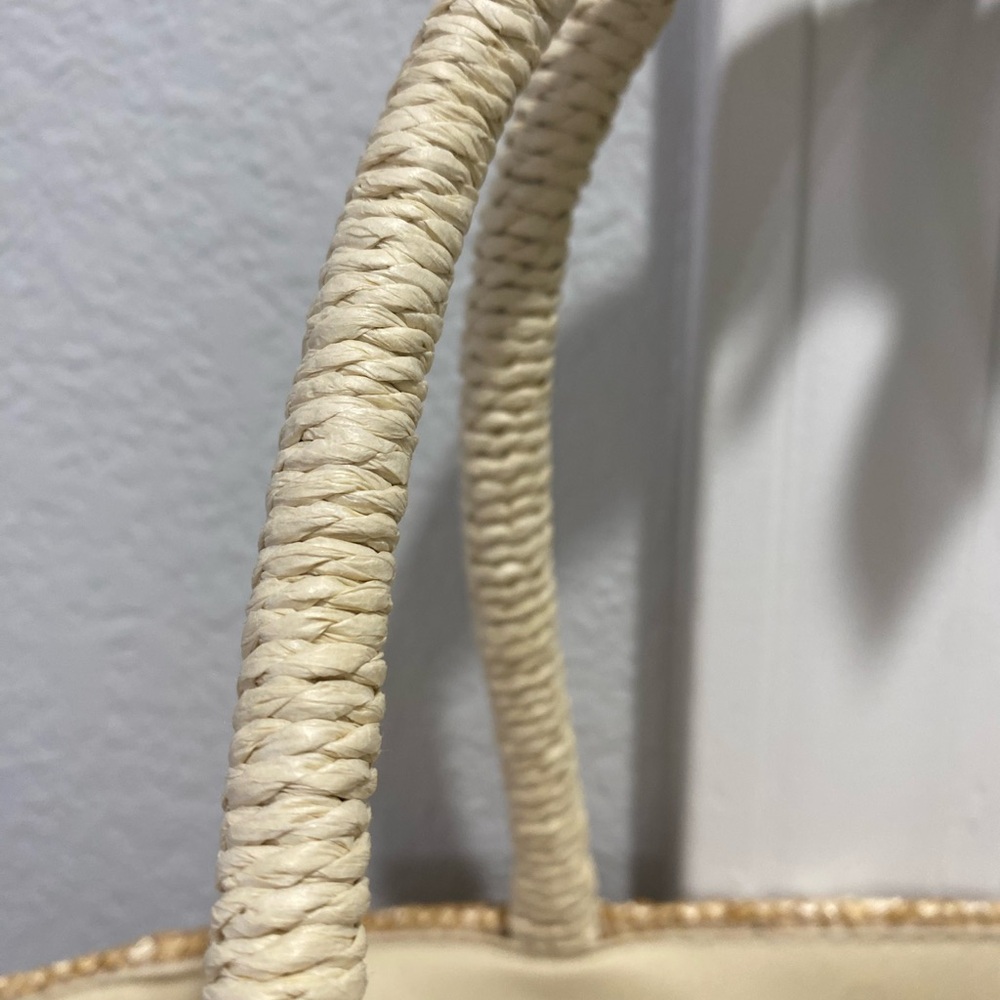 Urban n Daizy Woven Embroidered Lined Tan Straw Lemon Tote Bag Purse Carryall - Picture 5 of 7